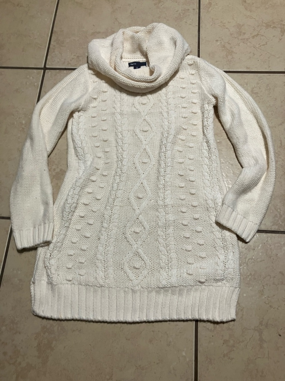 GAP Cream Cable Knit Hooded Sweater Dress